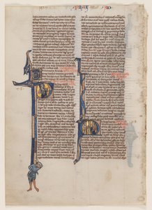 Blad fra en latinsk bibel: Initial P: St. Paul med et sværd og en bog af circle or workshop of William de Brailes