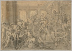 Kopi af Annibale Carraccis St. Roch Giving Alms af copy after Annibale Carracci