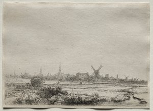 Kopi af Udsigt over Amsterdam fra nordvest af copy after Rembrandt van Rijn