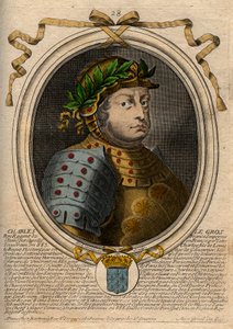 Karolingiske dynasti: Portræt af Charles III Le Gros (839-888) Frankernes konge - Charles III den Fede - gravering fra 