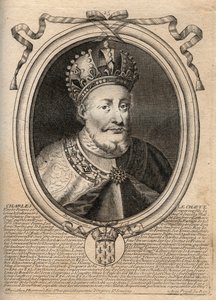 Portræt af Charles II den Skaldede (823 - 877), konge af Frankrig - Charles II (823-77) den Skaldede - gravering fra 