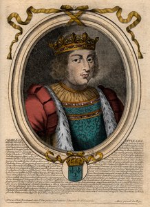 Portræt af Karl V den Vise (1338 - 1380) - Karl V den vise eller Karl V den Vise, konge af Frankrig fra huset Valois - gravering fra 