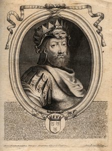 Portræt af Childeric I, kongen af Salians Francs (436-481) - CHILDERIC I Kongen af Salian Franks - gravering fra 