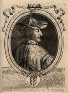 Portræt af Chilperic II (ca. 670 - 721), konge af Neustrien - CHILPERIC II konge af frankerne - gravering fra 