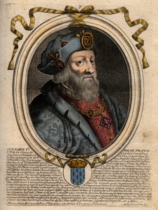 Portræt af Clotaire (Clothaire) I (497-561), konge af Neustrien og konge af frankerne - Clothar I, konge af frankerne - gravering fra 