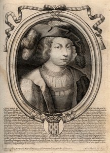 Portræt af Clothaire III (652 - 673), konge af Neustrien og Bourgogne - Chlothar III eller Clotaire III, konge af frankerne fra Merovingernes hus - gravering fra 