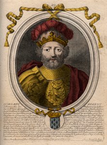 Portræt af Eudes (Odon) (v. 860 - 898), greve af Paris og Troyes, dengang konge af Frankrig - EUDES greve af Paris valgt til fransk trone efter afsættelsen af kejseren Karl - gravering fra 