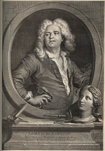 Portræt af Guillaume Coustou (1677-1746) fransk billedhugger - gravering af Larmessin efter J.de Lien af de Larmessin
