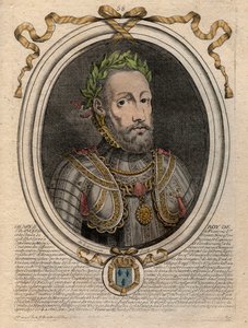 Portræt af Henrik II (1519-1559) Konge af Frankrig - Henrik II (1519-59), konge af Frankrig - gravering fra 