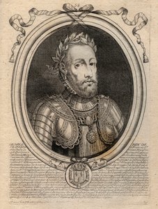 Portræt af Henrik II (1519 - 1559) Konge af Frankrig - Henrik II (1519-59), konge af Frankrig - gravering fra 