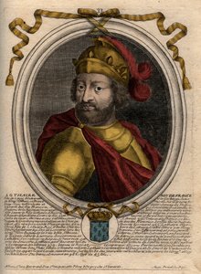 Portræt af Lothair (941-986), Frankernes konge - Lothair (941-986) Kongen af ​​Frankrig - gravering fra 