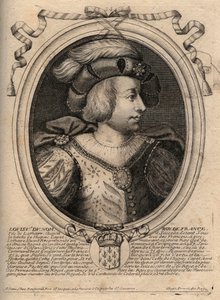 Portræt af Louis V the Faineant (967 - 987), konge af Frankrig - Louis V the Indolent (967-987) gravering fra 