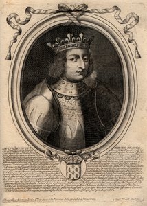 Portræt af Ludvig X Hutinen (1289 - 1316), Kongen af Frankrig - Ludvig X (1289-1316) den Stædige, Kongen af Frankrig og Navarra - indgravering fra 