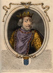 Portræt af Pepin III dit Pepin le Brief (714-768) konge af Frankrig - Pepin III (714-768) (Pepin den Korte) Frankernes konge - gravering fra 