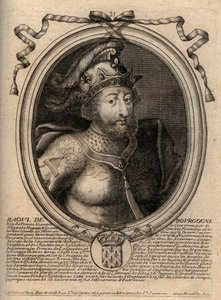 Portræt af Raoul af Frankrig (eller Rodolphe, ca. 890-936) Frankernes konge - Rudolph (Raoul, Rodolphe) af Bourgogne, konge af Frankrig (923-936) - gravering fra 
