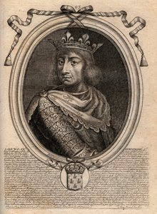Portræt af Saint Louis (Saint-Louis, Louis IX (1214-1270) - Saint Louis IX (1214-70) konge af Frankrig - gravering fra 