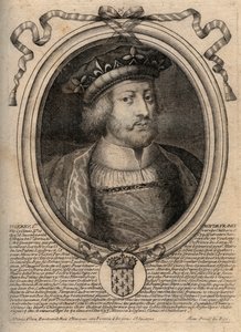 Portræt af Thierry III (ca. 657-691), konge af frankerne af Neustrien (673-675) og konge af alle frankerne (679-691) På bogen står der skrevet "" Thierry I""" men det er en fejl - Theuderik III (Theuderich, Theoderic, Theodoric), konge af Neustrien (673-67 af de Larmessin