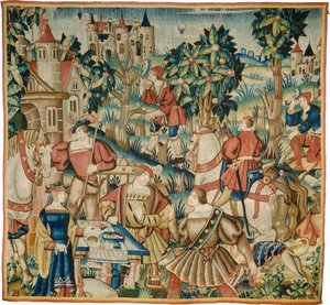 Tilbagekomsten fra Jagten af design and cartoon Flemish 16th Century, probably Tournai; woven in Tournai in an undetermined workshop
