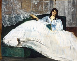 Kvinde med ventilator af Édouard Manet
