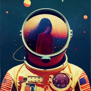Abstrakt astronaut maleri i rummet, vægkunst | Lærredstryk