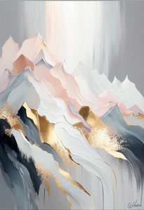 Abstrakte gyldne bjergmalerier inspireret af Olga Suvorova, kunsttryk