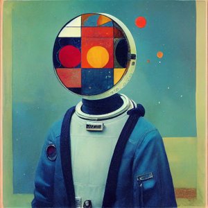 Abstrakt maleri, russisk astronaut, vægkunst | Lærredstryk
