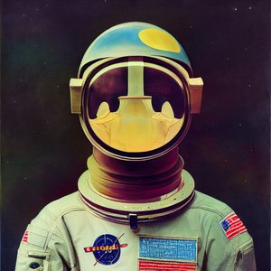 abstrakti astronauttimaalaus avaruudessa, verkossa tulostettava taide