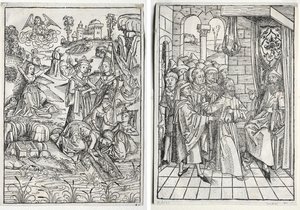 Skattevogteren: Moses fundet af Faraos datter (recto); Skattevogteren: Kristus før Kajfas (verso) af firm of Christophe Philippe Oberkampf