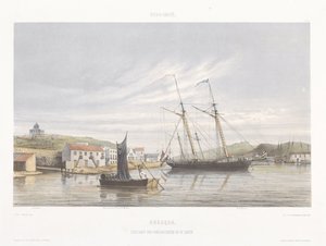 Kaj til krigsskibe i Curaçaos havn Udsigt fra Hollands Vestindien (serietitel)