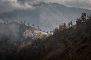 Fred og ro i det tågede bjerglandskab af nima.zadshir