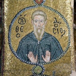 Hellig, mosaik i katholikon (hovedkirke) i Nea Moni kloster (Unescos verdensarvsliste af Theodore Charles Ange Coquelin