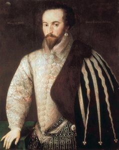 Portræt af Sir Walter Raleigh (1554 - 1618). Maleri tilskrevet Federico Zuccaro (eller Zuccari) (1549 - 1609). 1588. London, National Portrait Gallery. af or Zuccaro Federico Zuccari