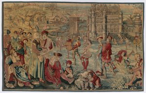 Vinter: Skøjtescene af possibly by Gobelins Manufactory