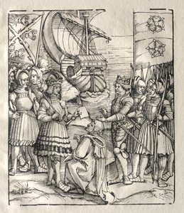 Maximilian slutter fred med Henry VII af possibly by Peter Flötner