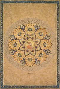 Shamsa (soludbrud) med portræt af Aurangzeb (1618-1707), fra Emperor