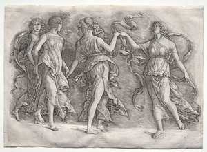 Fire dansende muser af probably by the so called Premier Engraver