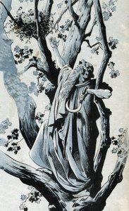 En gallisk druide, der klatrer i en eg for at plukke mistelten med sin serpe, opdager en lille pige der. i "" Frankrig, hans historie fortalt af G. Montorgueil, afbildet af Job"" 1896. Privat samling. af pseudonym for Onfray de Breville Jacques Job