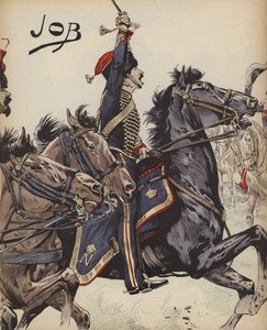 Fransk kavalerist fra Napoleonskrigene (farve litho)