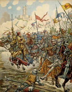 Frankrigs historie i middelalderen (middelalderen): Kong Ludvig XI kaldte den forsigtige (1423-1483) i spidsen for sin hær under slaget ved Montlery mod Ligue du Bien Public, 16. juli af pseudonym for Onfray de Breville Jacques Job