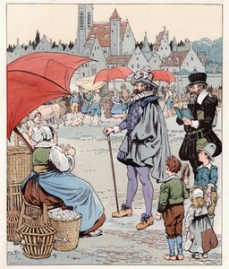 Jeg vil gerne vide prisen på en løgner. Konge af Frankrig HENRI IV (1553-1610) på march. Illustration af Job (Jacques Marie Gaston Onfray og Breville) (Jacques-Marie) (1858-1931) til bogen "Les grands mots historiques du pays de France"" 1915. Privee Col af pseudonym for Onfray de Breville Jacques Job