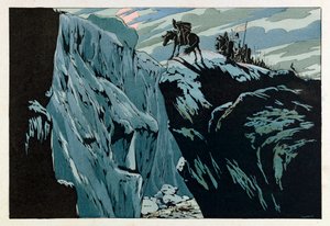 Jacques Marie Gaston Onfray de Breville kaldet JOB (1858 - 1931); Illustration fra bogen "Les epees de France": Rolands død i Roncesvalles i 778; Coll, del. af pseudonym for Onfray de Breville Jacques Job