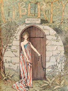 Jacques Marie Gaston Onfroy de Breville dit JOB (1858-1931) - Allegory of America befrier sig fra sine lænker foran George Washingtons grav ved Mount Vernon, privat samling af pseudonym for Onfray de Breville Jacques Job