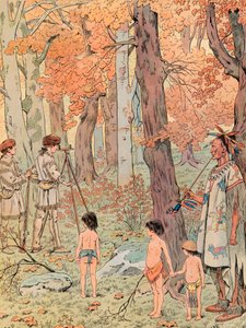 Jacques Marie Gaston Onfroy de Breville dit JOB (1858-1931) - I en alder af seksten år blev George Washington landmåler og kortlagde landene vest for Blue Ridge Mountains, Private Collection af pseudonym for Onfray de Breville Jacques Job