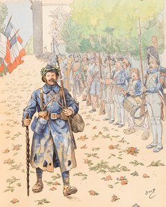 Jacques Marie Gaston Onfroy de Breville dit JOB (1858-1931) - Le triumphe du poilu (allegori om det franske militær, der hylder de behårede), Collection privee af pseudonym for Onfray de Breville Jacques Job