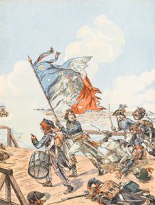 Jacques Marie Gaston Onfroy de Breville dit JOB (1858-1931) - Napoleon Bonaparte ved Arcole-broen i 1796, privat samling af pseudonym for Onfray de Breville Jacques Job