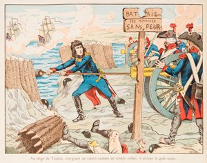 Jacques Marie Gaston Onfroy de Breville dit JOB (1858-1931) - Napoleon Bonaparte selv ladede pistolen til de frygtløse mænds trommer ved sædet i Toulon i 1793, privat samling af pseudonym for Onfray de Breville Jacques Job