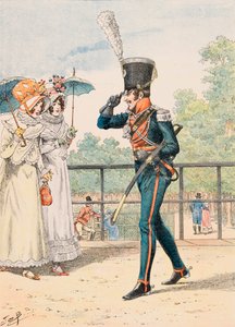 Jacques Marie Gaston Onfroy de Breville dit JOB (1858-1931) - Udklædning af franske tropper til enhver tid: Jæger af hertugen af Berry, privat samling af pseudonym for Onfray de Breville Jacques Job