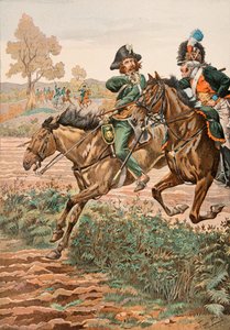 Jacques Marie Gaston Onfroy de Breville dit JOB (1858-1931) - Udrustning af de franske tropper til enhver tid: Cavalier Vendeen og piqueur (eller Piconnier) på hesten af Germanique Legion (1793), privat samling af pseudonym for Onfray de Breville Jacques Job