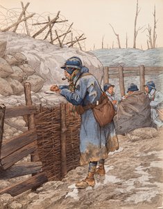 Jacques Marie Gaston Onfroy de Breville dit JOB (1858-1931) - Brevet fra peperen (håret i en skyttegrav skriver til sin familie under Første Verdenskrig), Privat Samling af pseudonym for Onfray de Breville Jacques Job