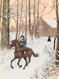 Jacques Marie Gaston Onfroy de Breville dit JOB (1858-1931) - Den unge George Washington (1732 - 1799) forlod familiens hjem i 1740 til Old Field School, Private Collection af pseudonym for Onfray de Breville Jacques Job